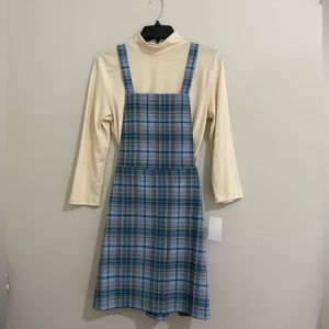 Bebop Plaid Apron Jumper Dress L NWT